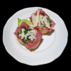 tomatenbruchetta met rundscapraccio